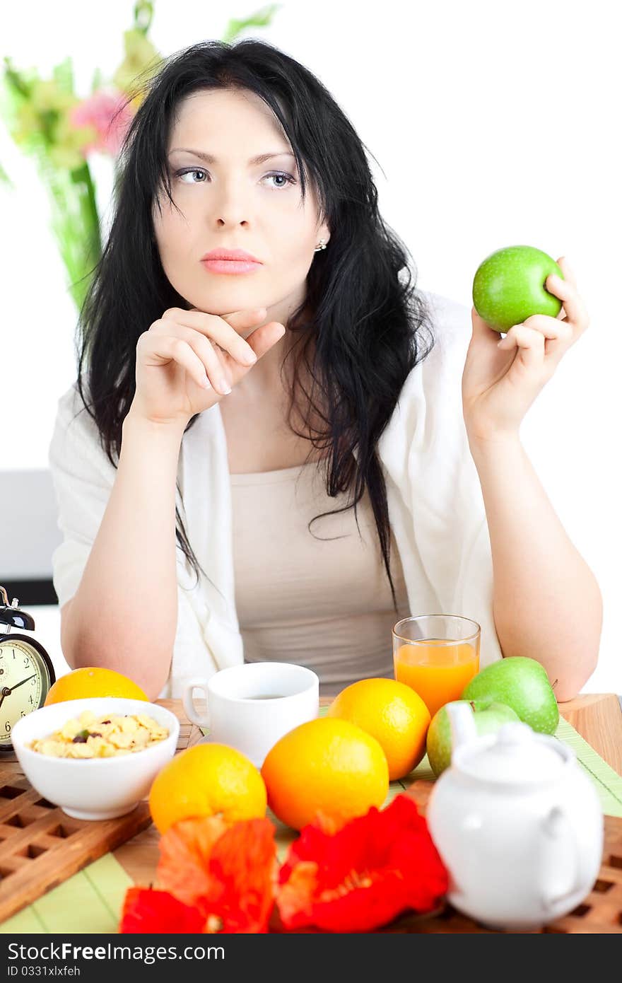 Beautiful woman  in cafe