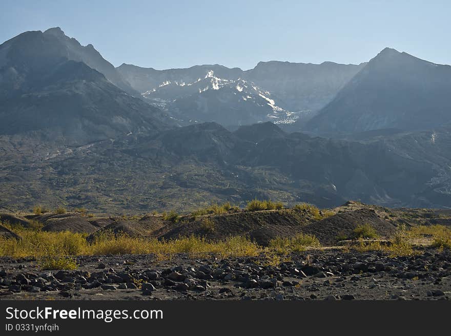 Barren landscape around Mount Saint Helens volcano. Barren landscape around Mount Saint Helens volcano