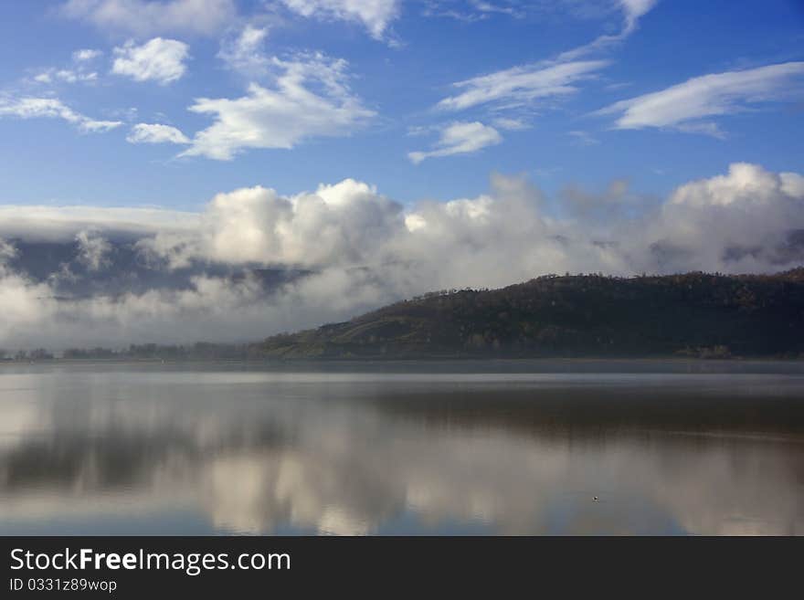 View of lake Kerkini in Serres (Greece) at winter. View of lake Kerkini in Serres (Greece) at winter