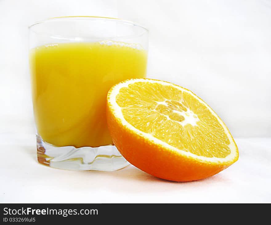 Fresh juice with orange isolated on white. Fresh juice with orange isolated on white