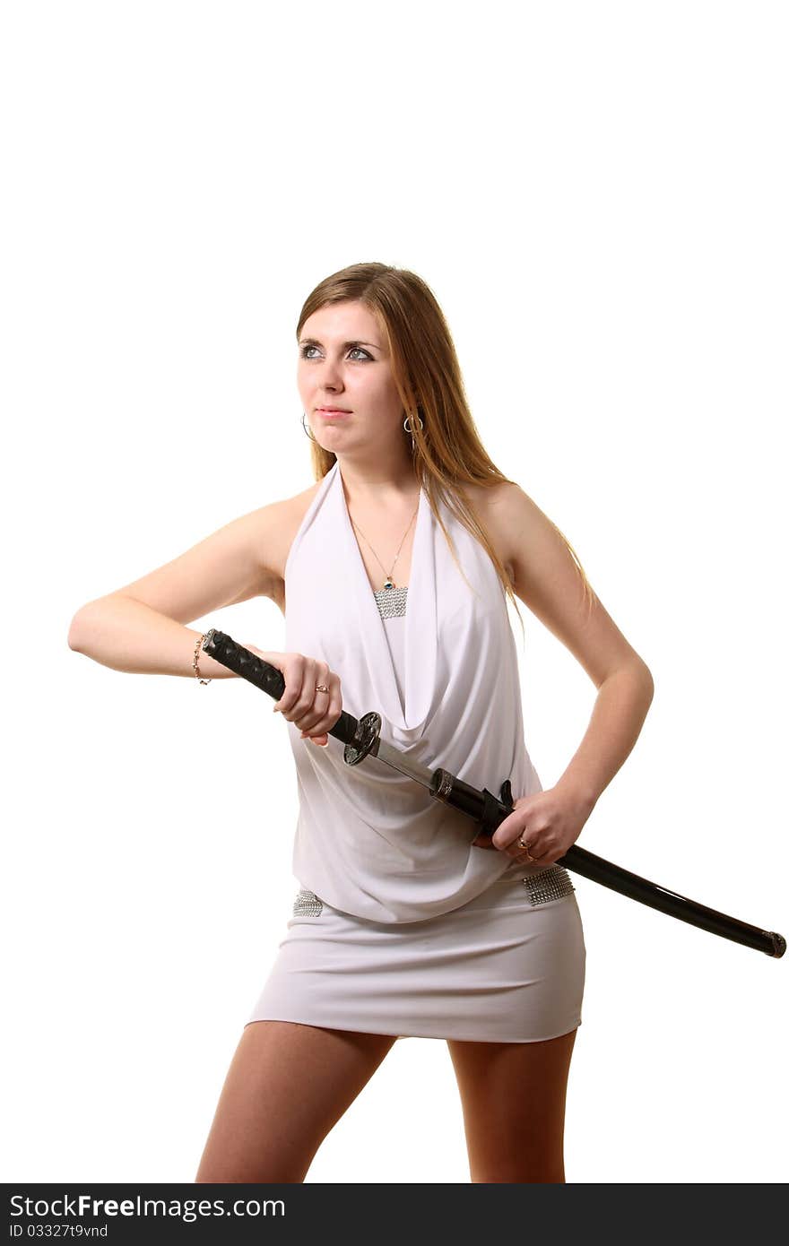 Young woman with a katana. Young woman with a katana