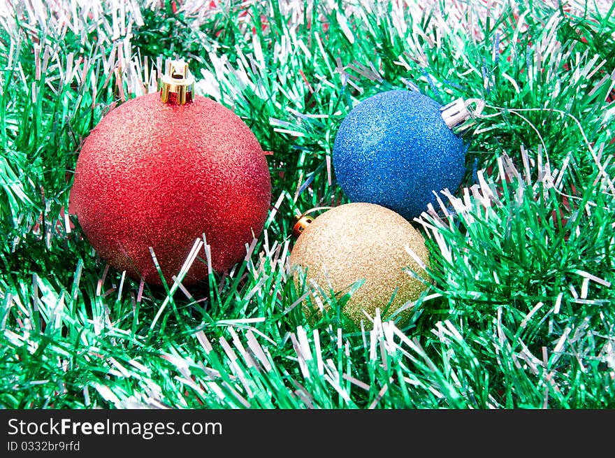 Colored objects for decorating the Christmas and New Year. Colored objects for decorating the Christmas and New Year