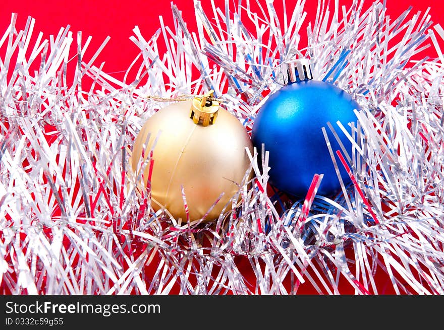 Colored objects for decorating the Christmas and New Year. Colored objects for decorating the Christmas and New Year