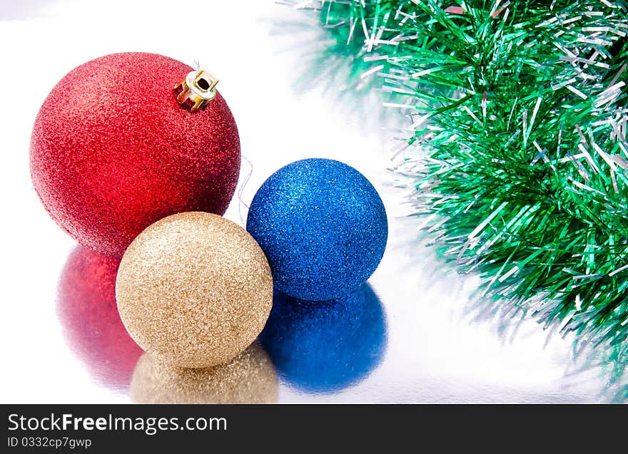 Colored objects for decorating the Christmas and New Year. Colored objects for decorating the Christmas and New Year