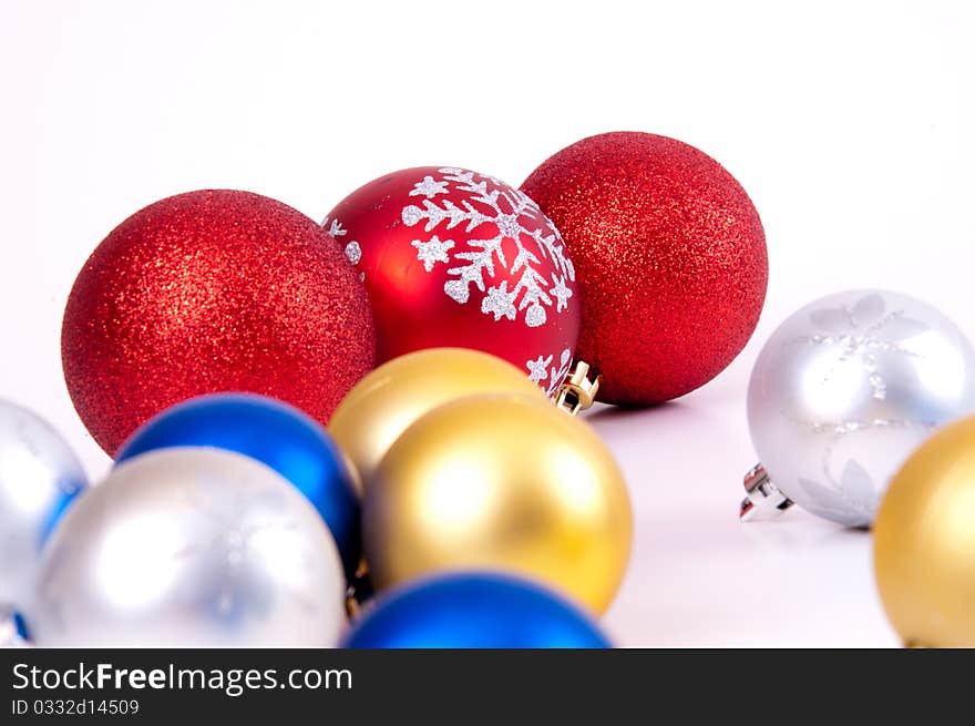 Christmas decoration objects on white background. Christmas decoration objects on white background