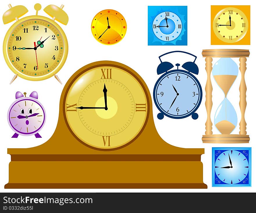 Set of different kind of clocks. Set of different kind of clocks