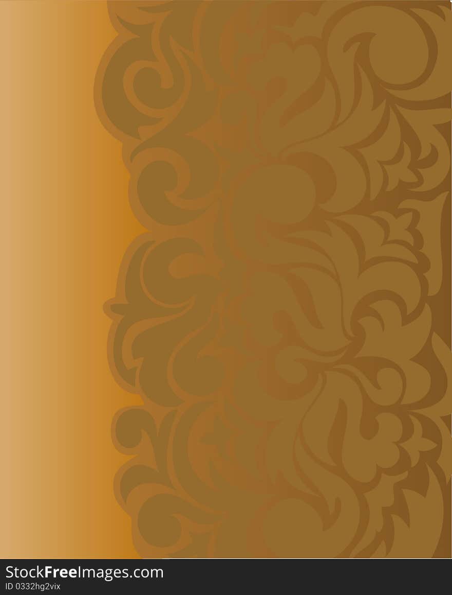 Beautiful brown background with asymmetrical florid ornament. Beautiful brown background with asymmetrical florid ornament