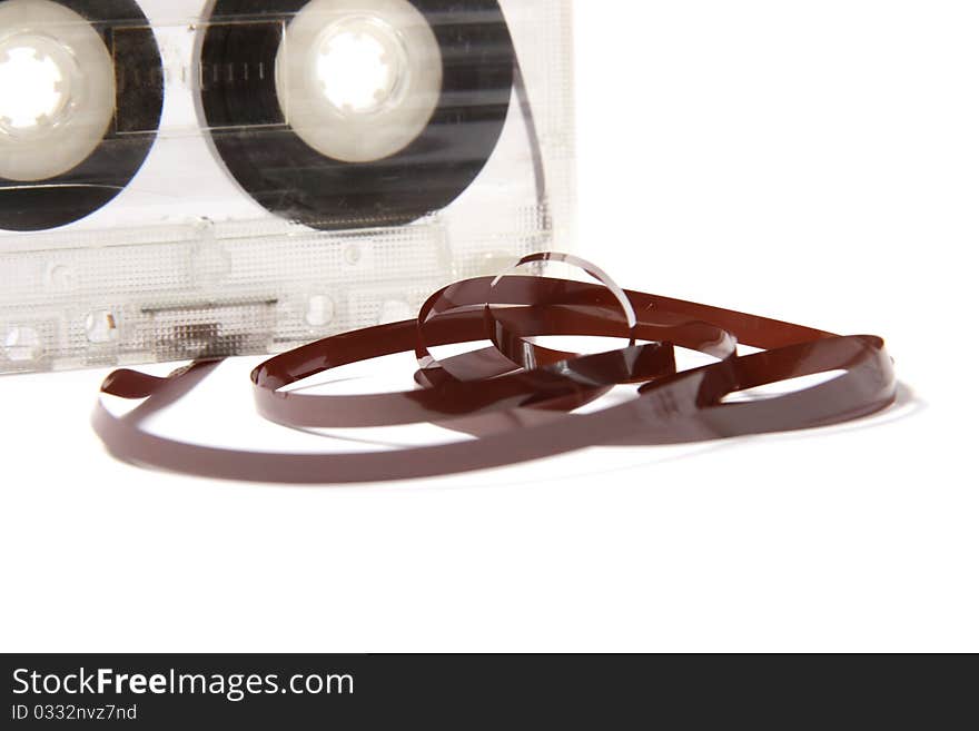 audio cassette with tape tangle