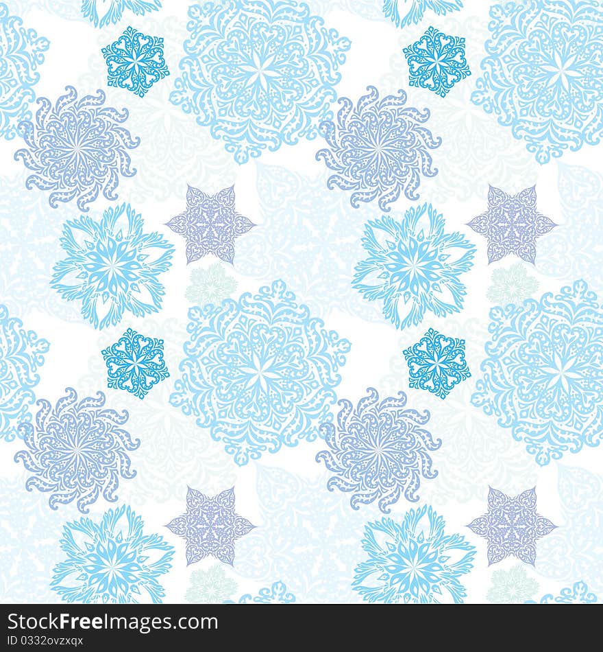 Christmas seamless pattern with snowflakes in light colors. Christmas seamless pattern with snowflakes in light colors