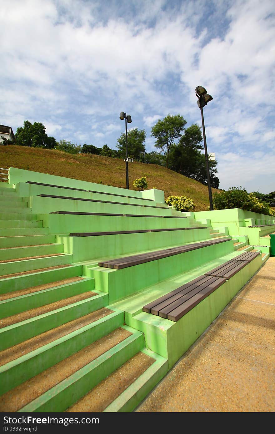 Stadium with running tracks