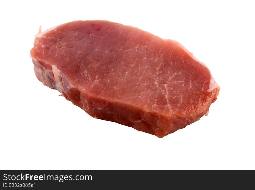 Fresh pork loin chops isolation on a white background closeup