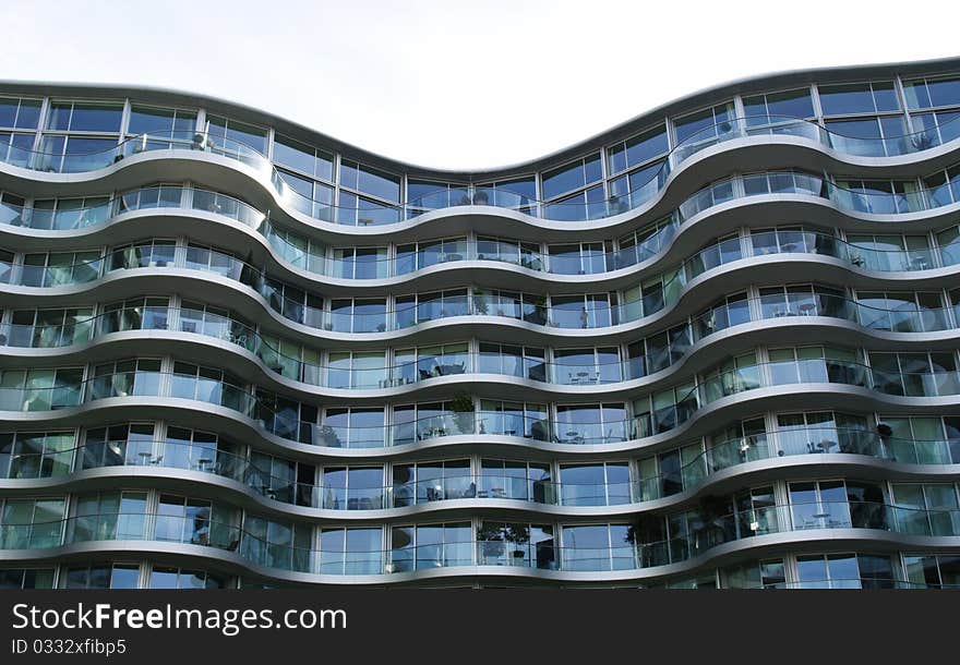 Wavey Modern building with balconies