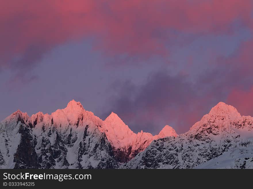 Sunset and snow