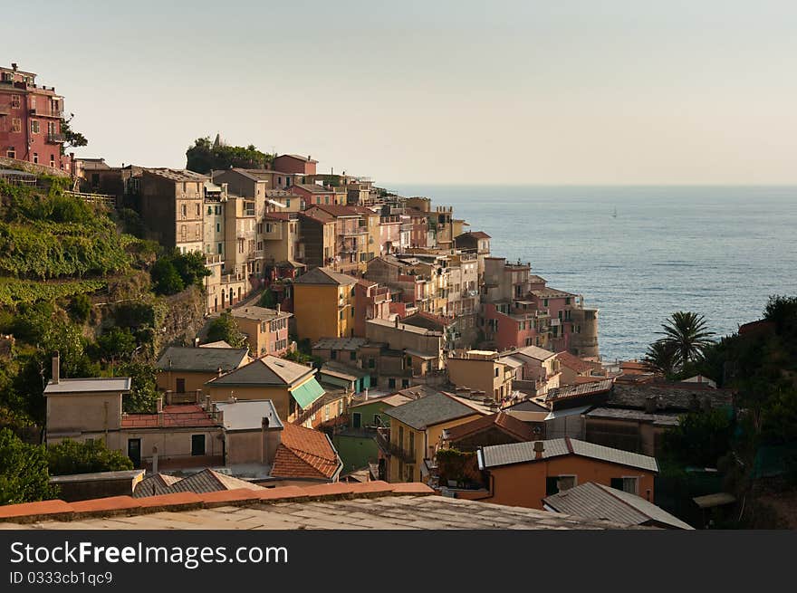 Beautiful small town Manarola (Cinque Terre, Italy) during sunset. Beautiful small town Manarola (Cinque Terre, Italy) during sunset