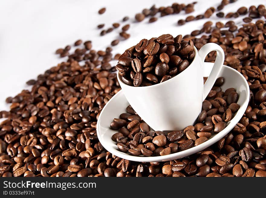 Cup of coffee beans