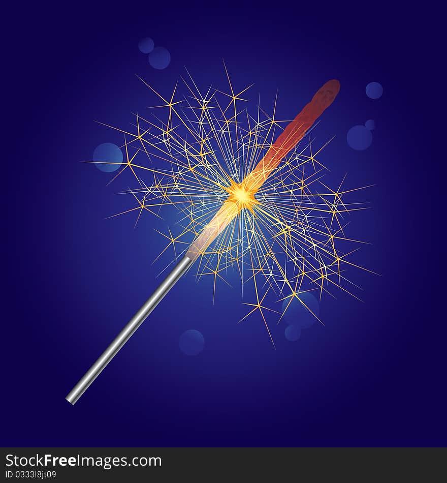 Vector sparkler on a blue background. Vector sparkler on a blue background.