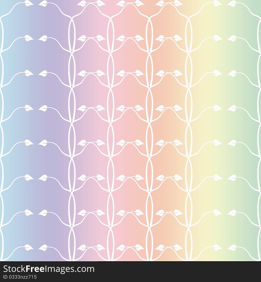 Seamless wallpaper of floral pattern on rainbow color background