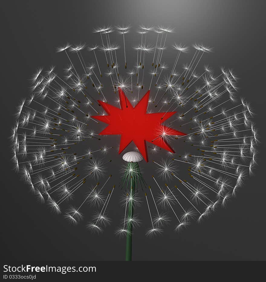 Exploding Dandelion With Red Label