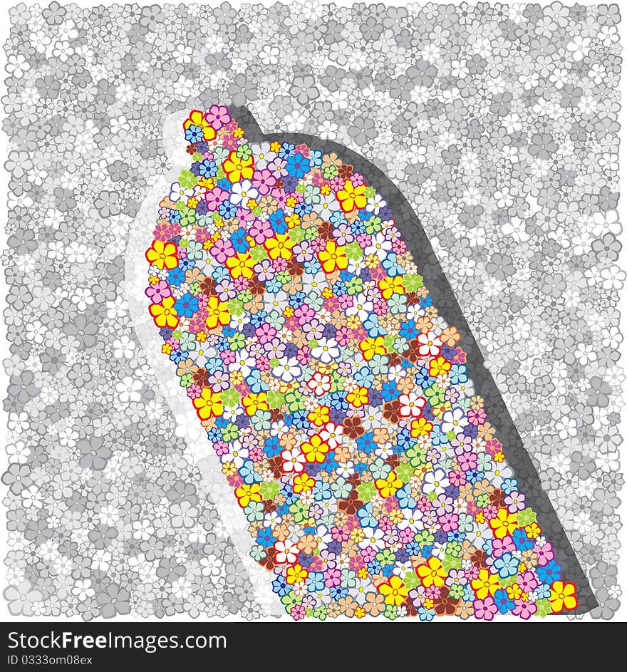 Floral sidebar of the condom on background grey flower. Floral sidebar of the condom on background grey flower.