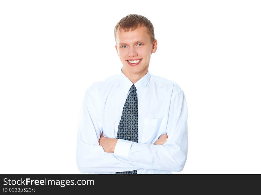 Young business man on a white background