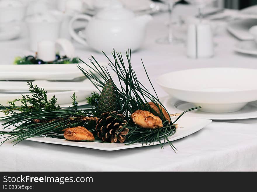 Table in Christmas for a family dinner