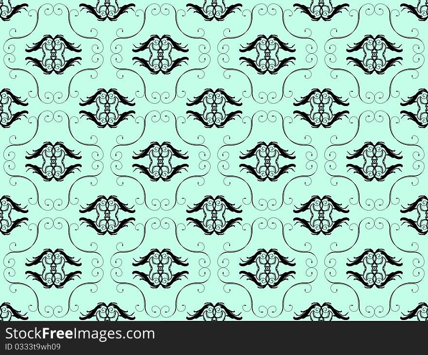 Blue Damask Seamless Wallpaper