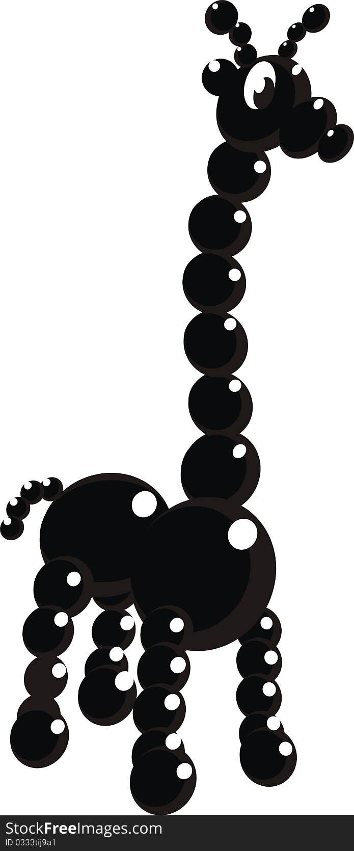 Black beads giraffe -vector isolated illustration on white background