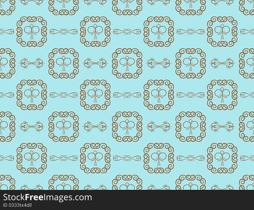 Blue damask seamless wallpaper pattern