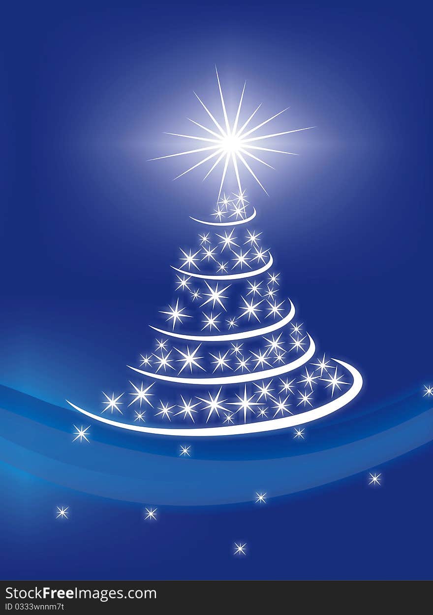 Christmas tree on a blue background