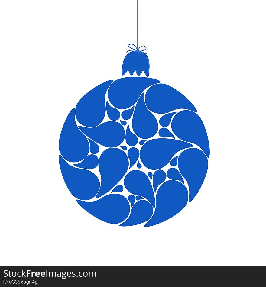 Blue christmas ball on white background