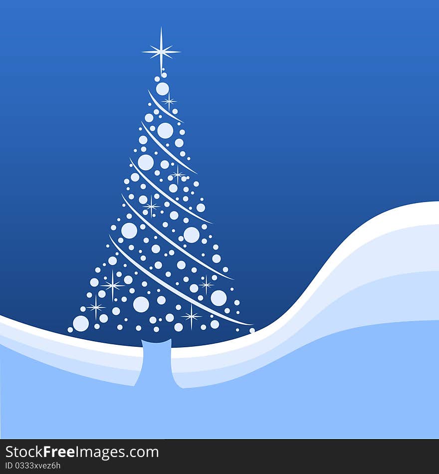 Christmas tree on blue background