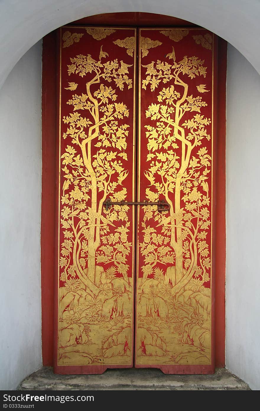 Thai painting door art in temple