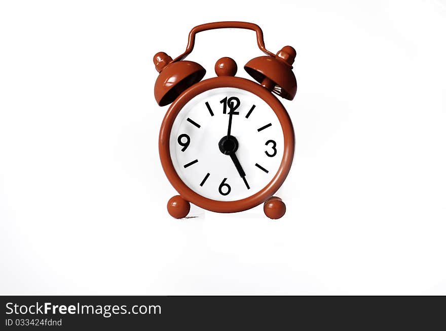 Red cute alarm clock isolate. Red cute alarm clock isolate