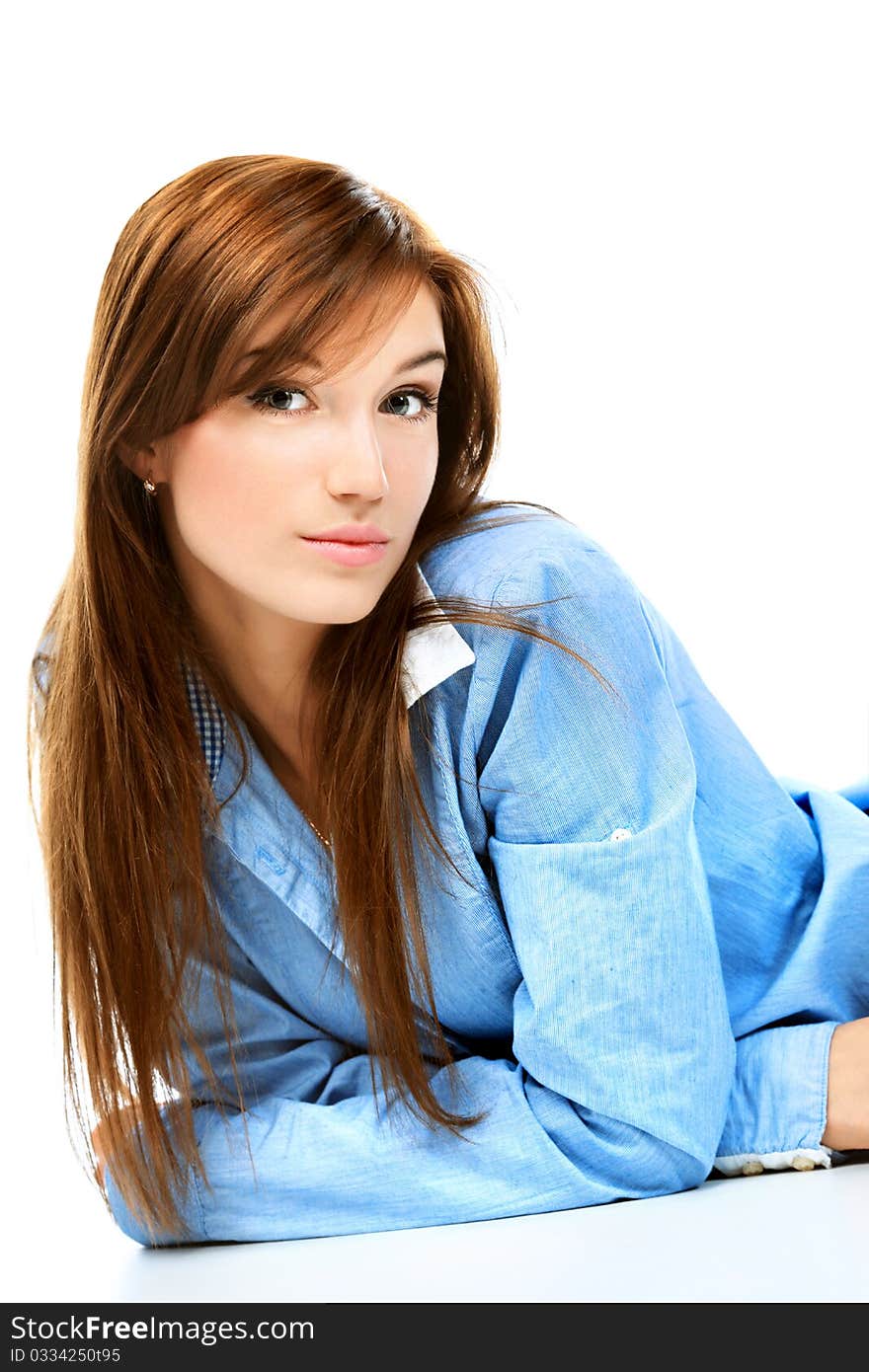 Portrait of pretty girl teenager. Isolated over white background. Portrait of pretty girl teenager. Isolated over white background.