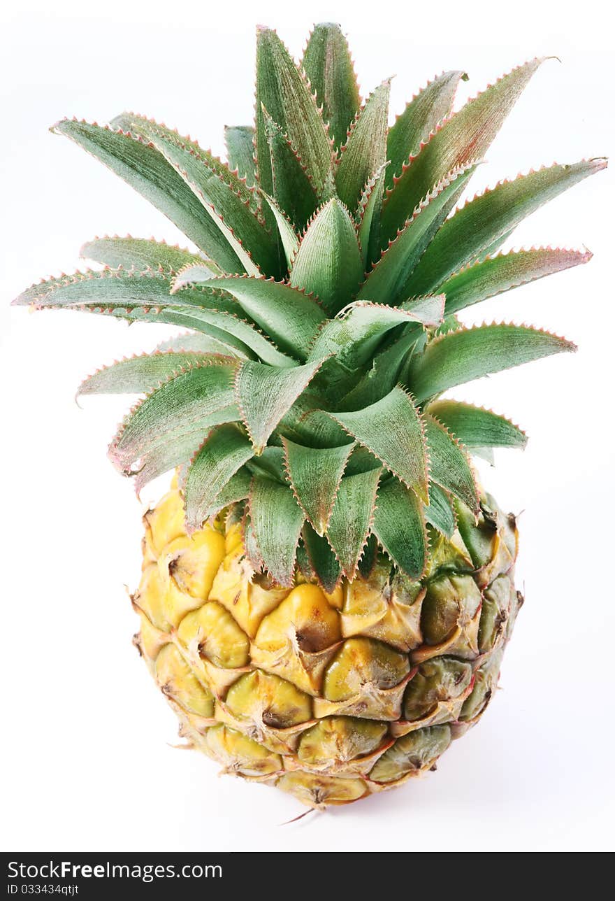 Ripe pineapple. View from top.