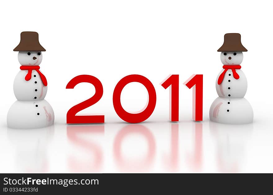 Happy New Year 2011 in white background