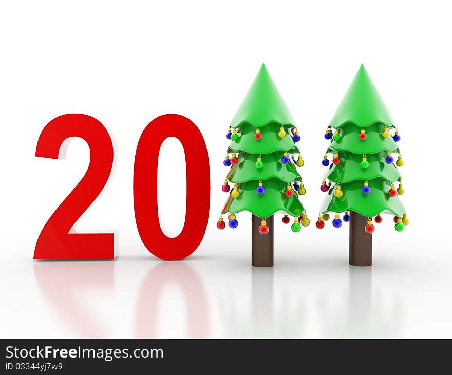 Christmas tree. 3d illustration on white