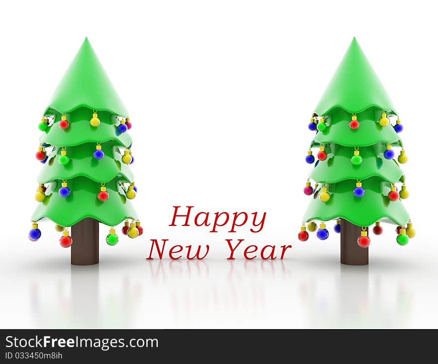 Christmas tree. 3d illustration on white