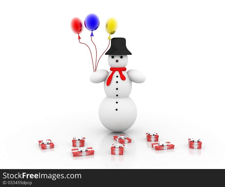 3D Snowman Illustration