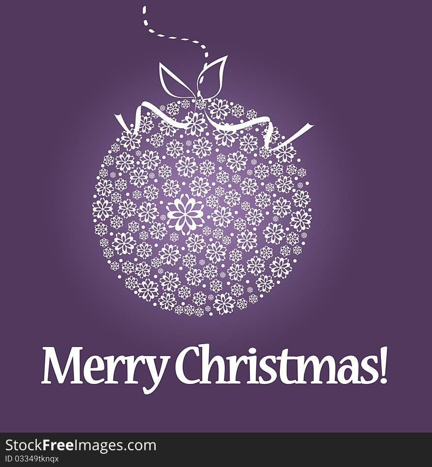 Christmas ball on purple background