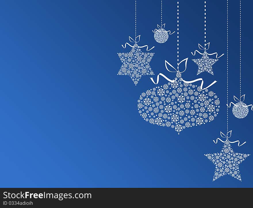 Blue new year background with christmas balls. Blue new year background with christmas balls