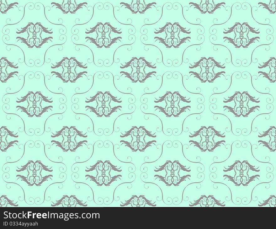 Blue damask seamless wallpaper