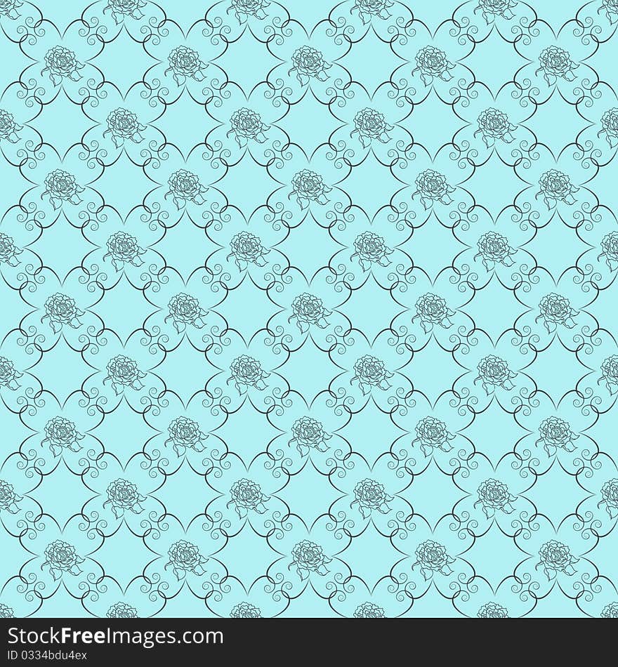 Blue Damask Seamless Wallpaper