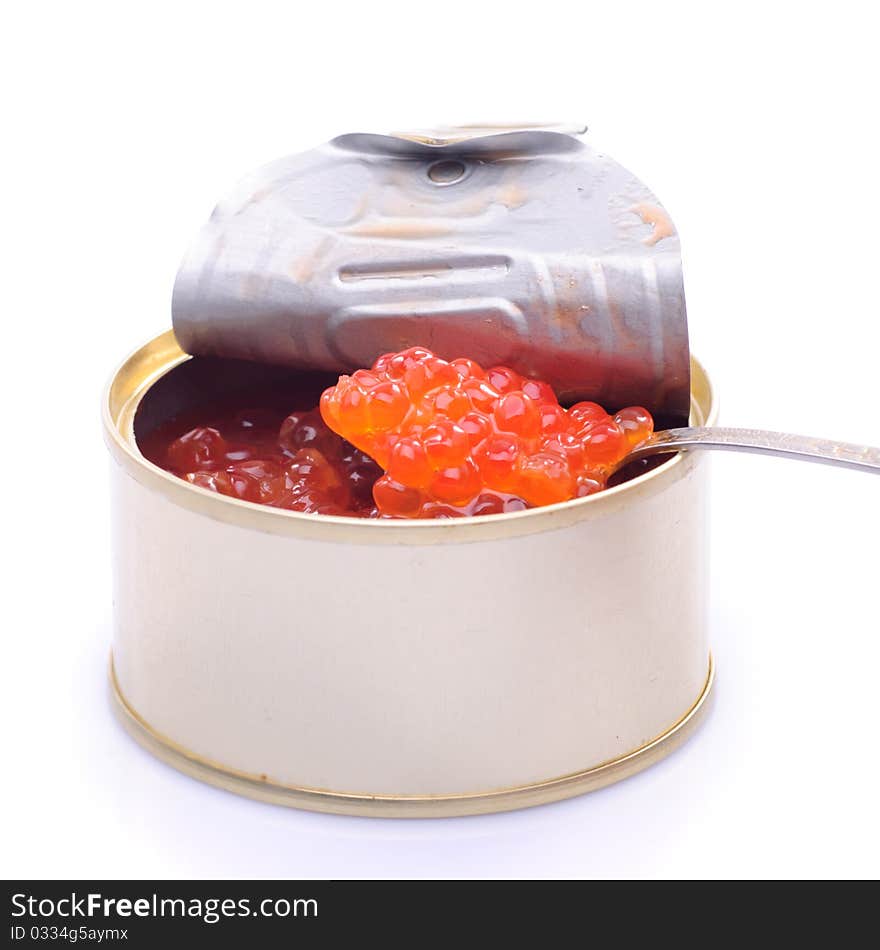 Red caviar isolated