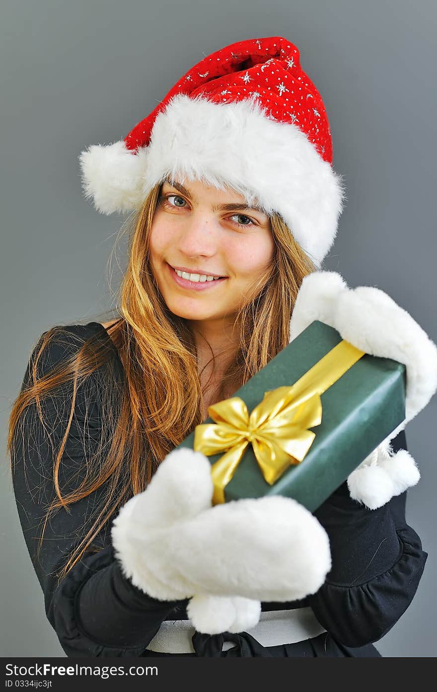 Portrait of beautiful young girl in winter day