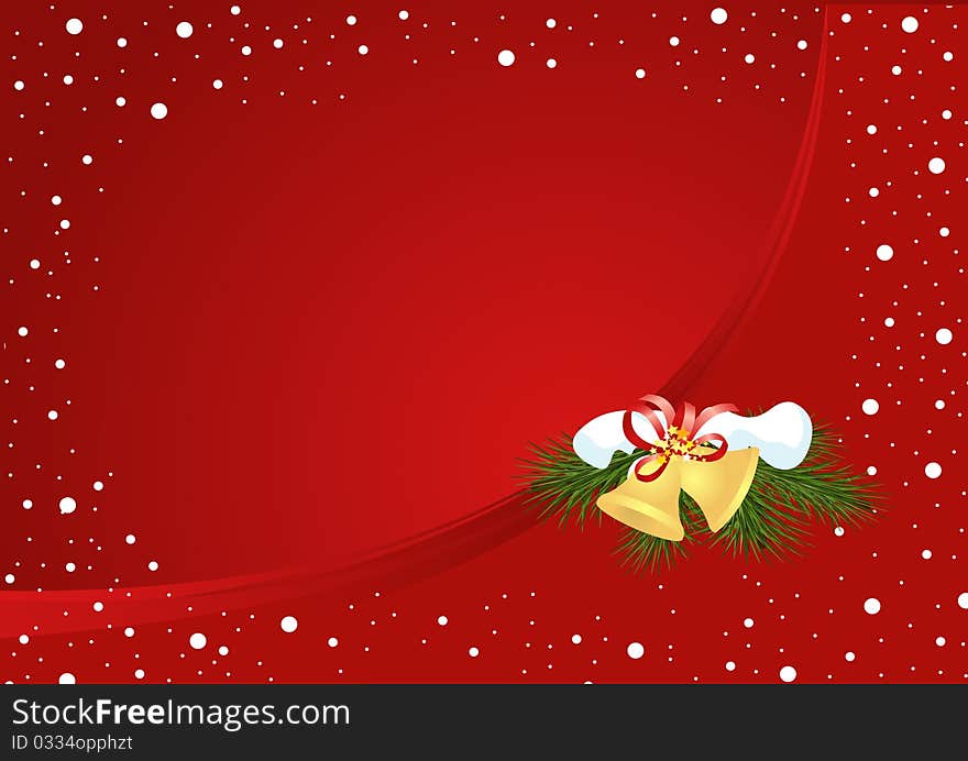 Red background with Christmas bells (horizontal)