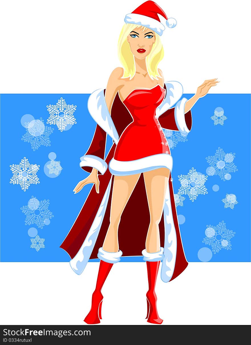 Fashion sexy girl in a Christmas Santa suit. Fashion sexy girl in a Christmas Santa suit