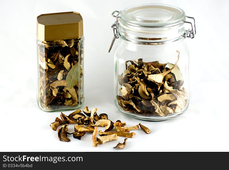 Dried Mushrooms In Jar