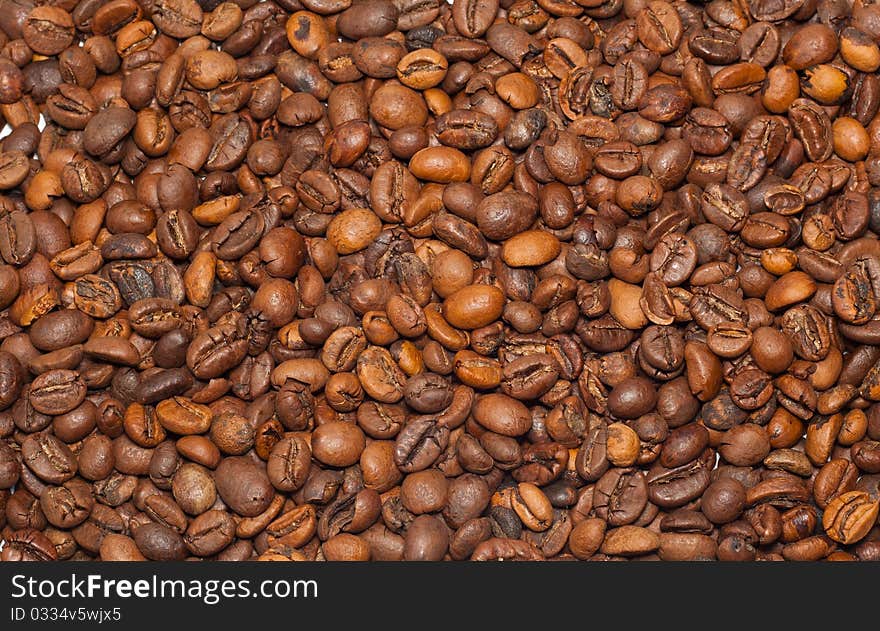 Background from the brown corns of coffee