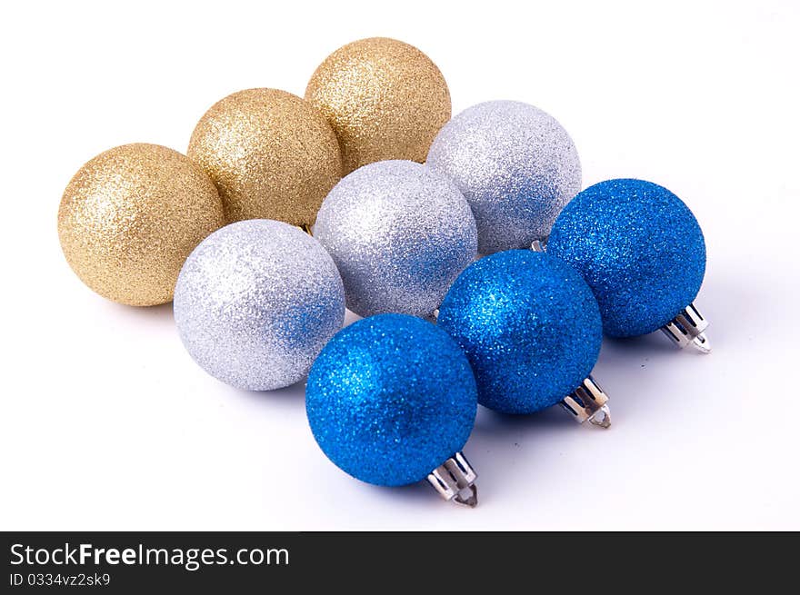 Colored objects for decorating the Christmas and New Year. Colored objects for decorating the Christmas and New Year